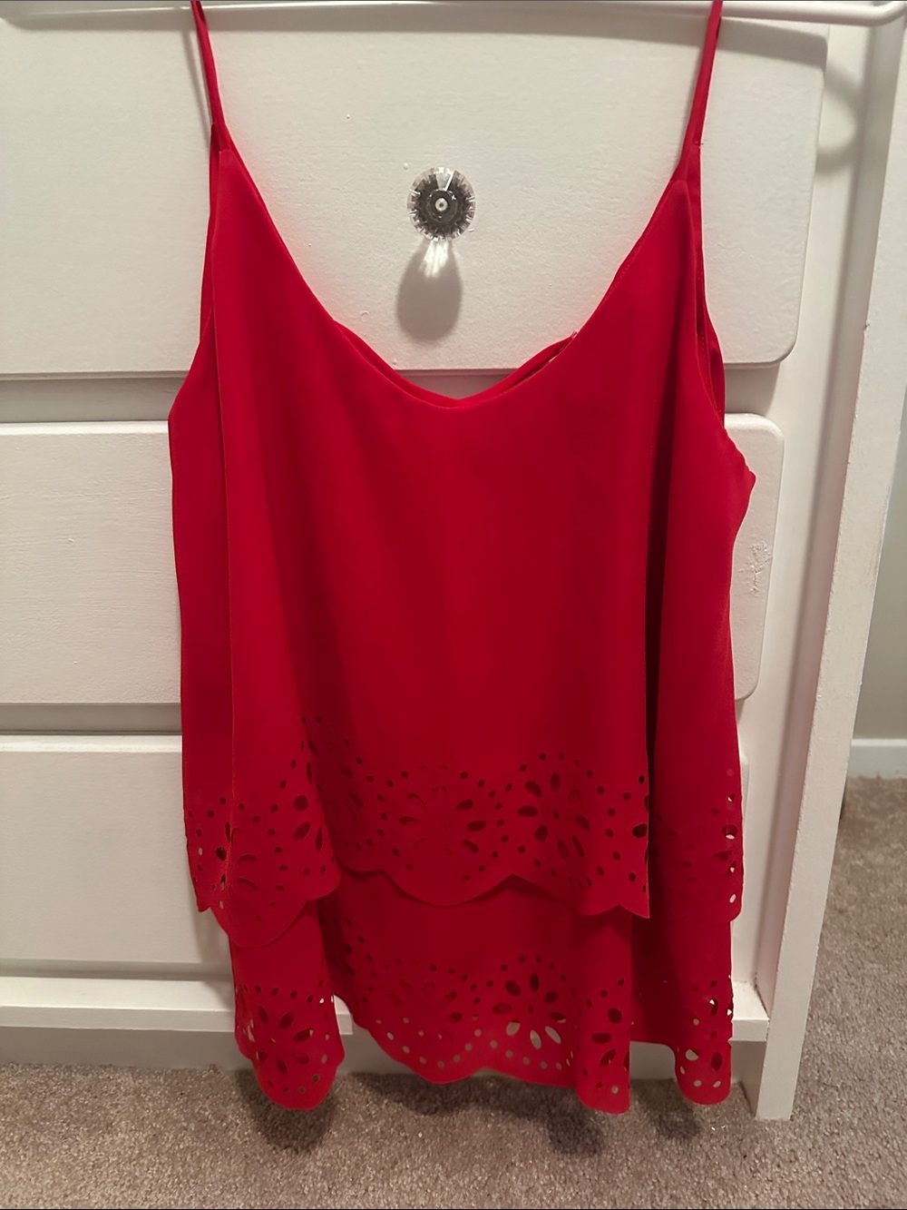 Francesca's Collections Red Laser-Cut Tiered Tank